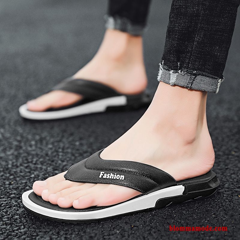 Herr Inom Flip Flops Tofflor Personlighet Glidskydds Trend Utomhus Svart