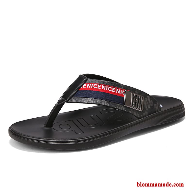 Herr Personlighet Glidskydds Trend Sommar Tofflor Ytterkläder Flip Flops Sandaler Svart