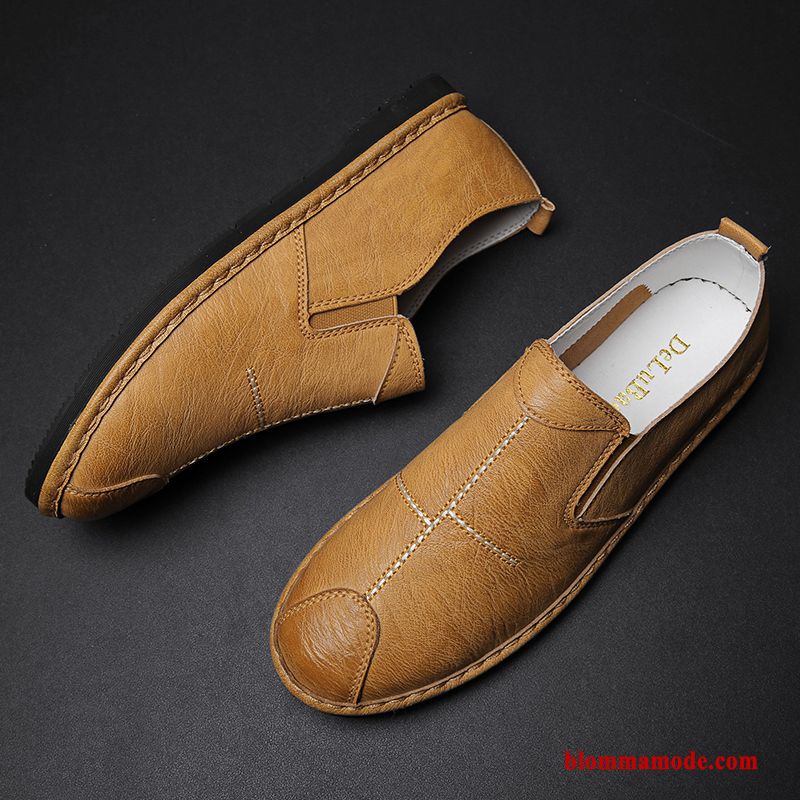 Loafers British Sommar 2019 Läderskor Trend Allt Matchar Casual Herr Svart