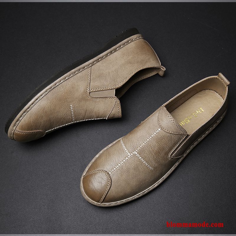 Loafers British Sommar 2019 Läderskor Trend Allt Matchar Casual Herr Svart