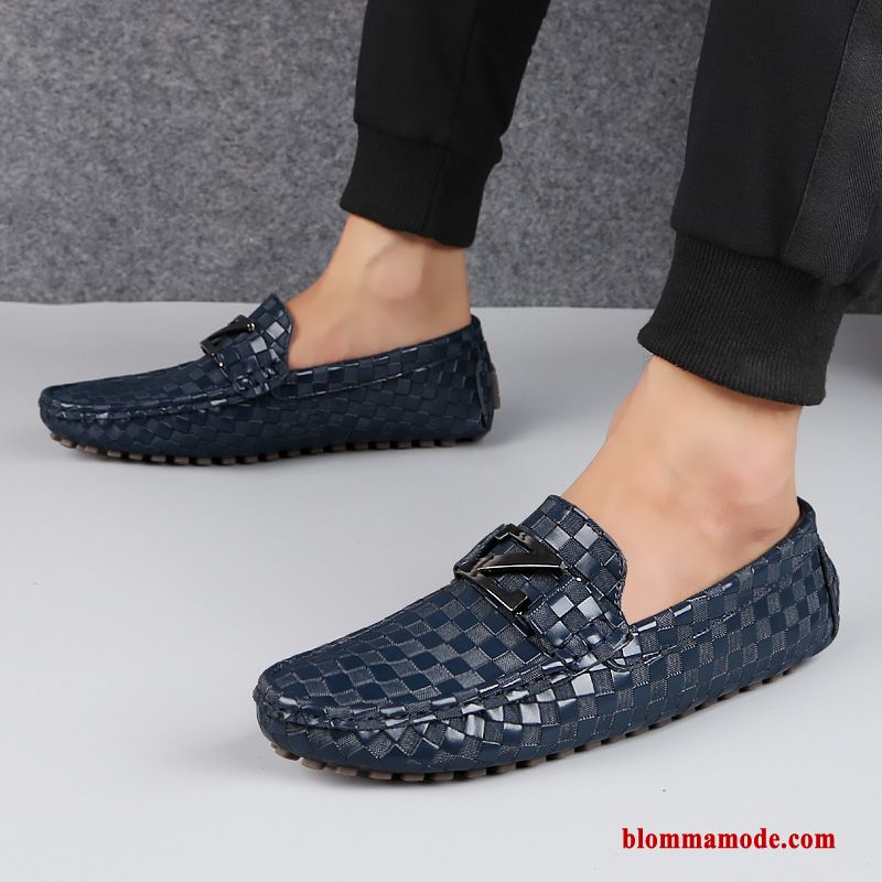 Loafers Herr Båtskor Casual Mjuka Äkta Läder Sommar Läderskor 2019 Vit Svart