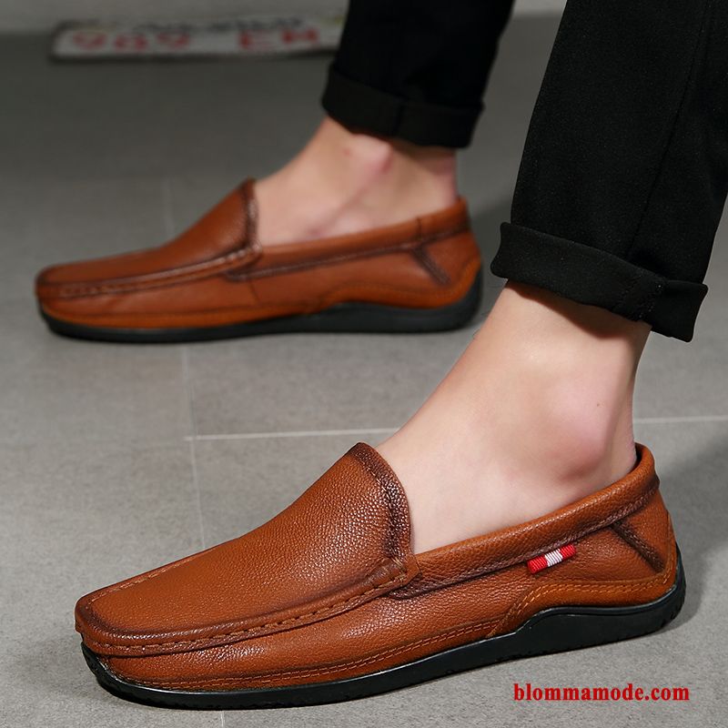 Loafers Läderskor Mjuka 2019 Casual Sommar Herr Båtskor Allt Matchar Röd