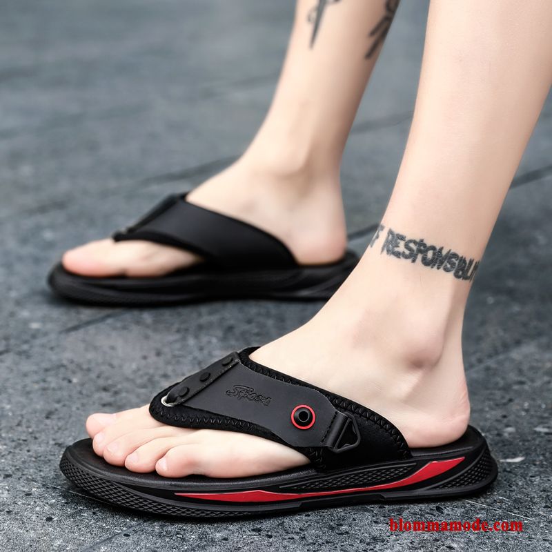 Stranden Herr Skor Sommar Flip Flops Sandaler Tofflor Trend Svart