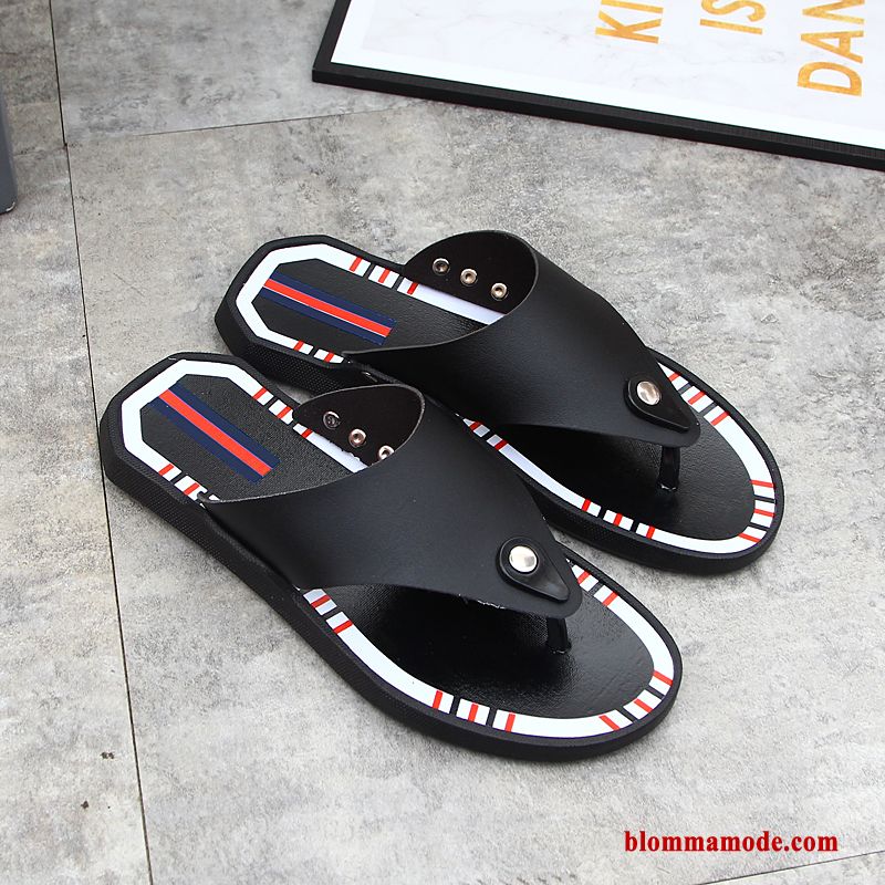 Tofflor Mjuka Glidskydds Flip Flops Adolescens Personlighet Herr Mode Utomhus Svart