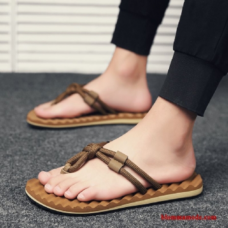 Herr Sommar Utomhus Stranden Ytterkläder Tofflor Sandaler Flip Flops Khaki